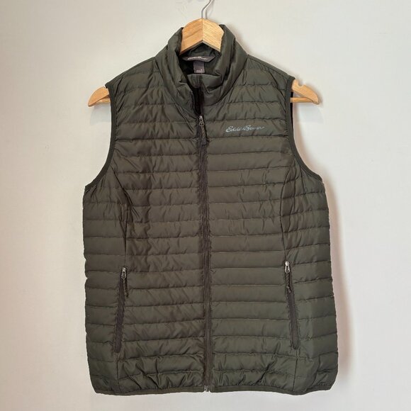 Eddie Bauer EB650 Down Puffer Full Zip Vest Green Size Small Classic L39 - Picture 1 of 13